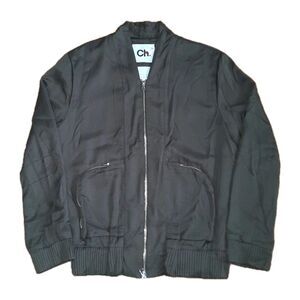 Ch. CHAPTER Designer Mens Upscale Two Way Zipper Bomber Jacket Army Green Size M